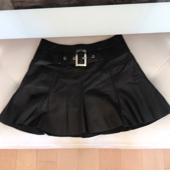 bebe Dresses & Skirts - Bebe size 2 real leather mini skirt black